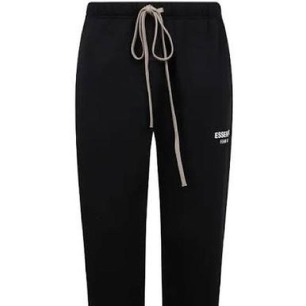 Essentials Men's Black Sweatpants with Beige Drawstring